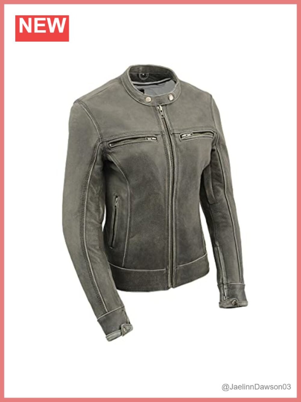 Premium Cowhide Leather Motorcycle Scooter Jacket YKK Zippers Women's